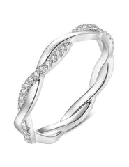 Oivley Twisted Silver Eternity Band