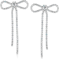 Sparkling Silver Bow Stud Earrings