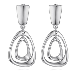 Elegant Silver Geometric Clip-Ons